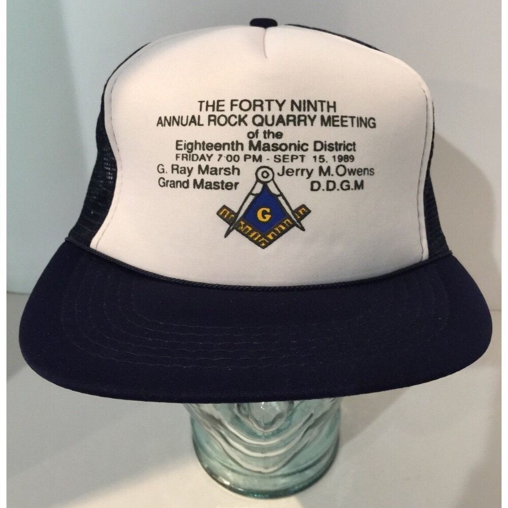 Free Mason 1989 Trucker Hat Cap 18th Masonic District Rock Quarry Meeting